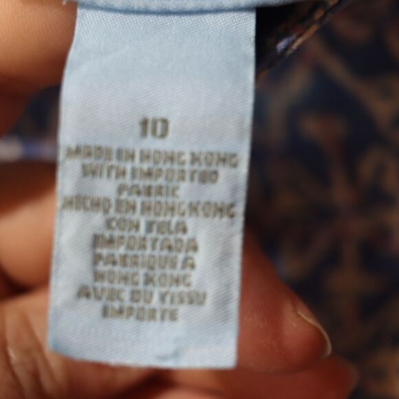 Vintage Sigrid Olsen Bold Blue & White Patterned Straight-Leg Pants Size 10 - Picture 14 of 15